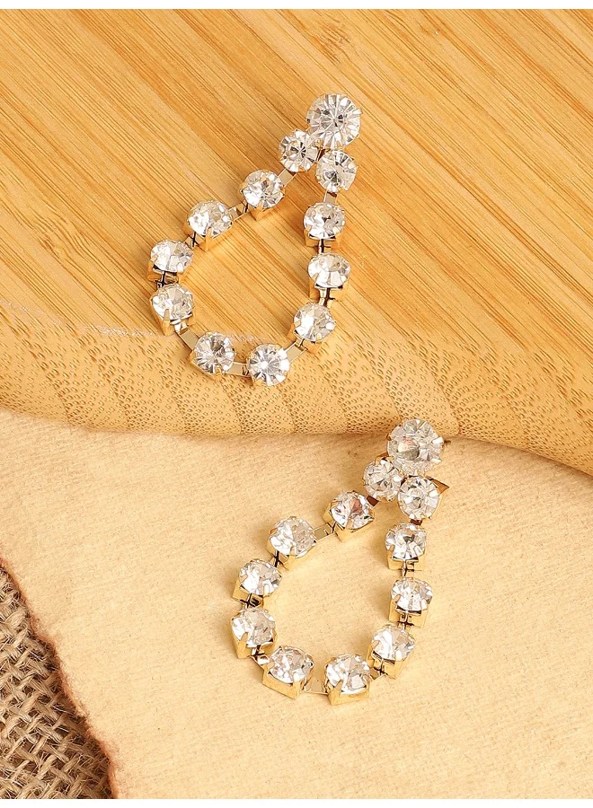 سوهي قرط متدلي من الحجر مصمم للحفلات مطلي بالذهب