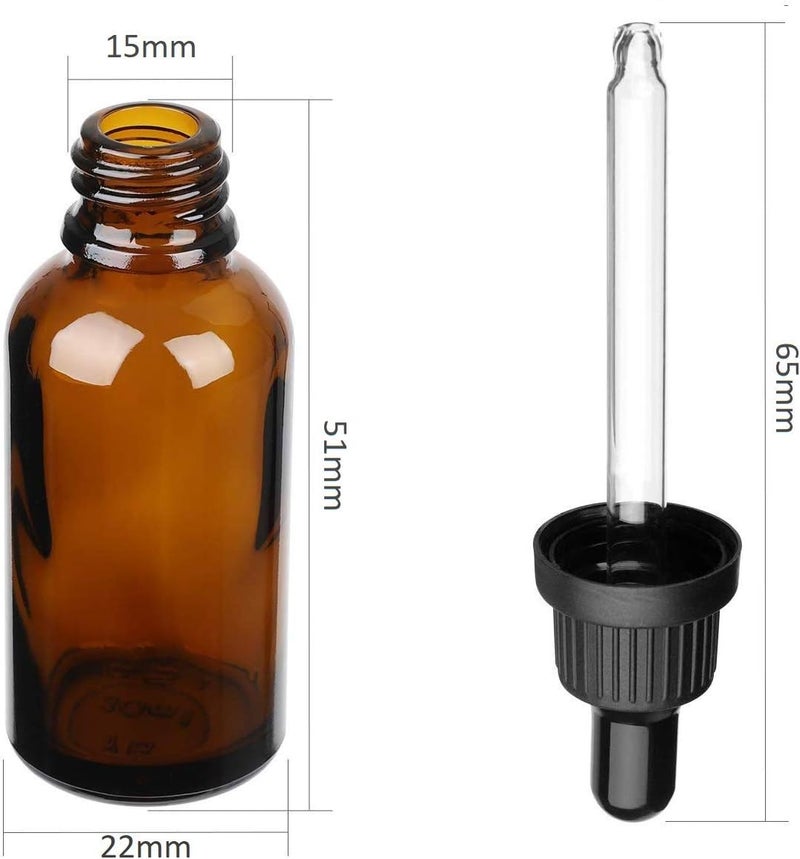 Hyber&Cara 5ml Amber Glass Bottle with Dropper Pipette for Essential Oil Aromatherapy Blends Glass Dropper Bottles, Pack of 12 - Image 2