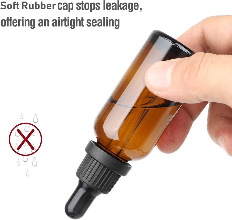 Hyber&Cara 5ml Amber Glass Bottle with Dropper Pipette for Essential Oil Aromatherapy Blends Glass Dropper Bottles, Pack of 12 - Image 3