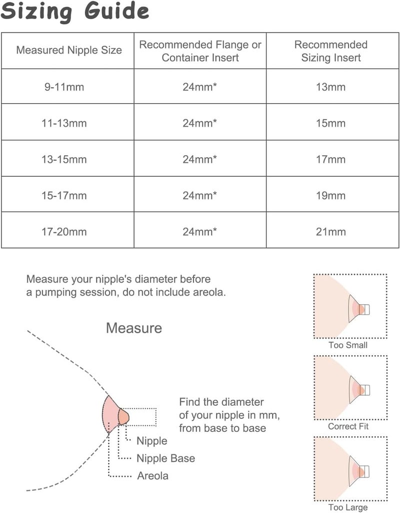 Gowing قطع غيار مضخة الثدي القابلة للارتداء كوب جمع الحليب متوافق مع مضخة Lansinoh Discreet Duo Nuliie S32 تشمل صمام بطة 24 مم فلانج غشاء سيليكون رابط 19 مم إدخالات فلانج - Image 5