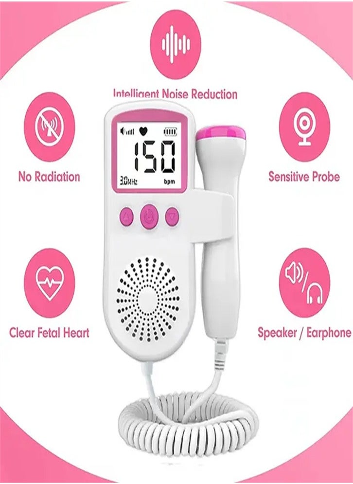 Generic Doppler Fetal Rate Monitor Baby Fetal Sound Heart Detector Lcd Display（pink ）  - Image 3