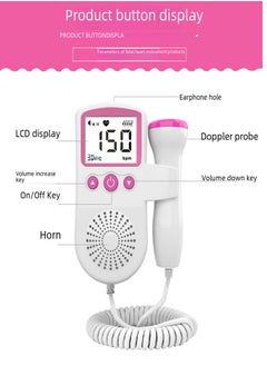 Generic Doppler Fetal Rate Monitor Baby Fetal Sound Heart Detector Lcd Display（pink ）  - Image 4