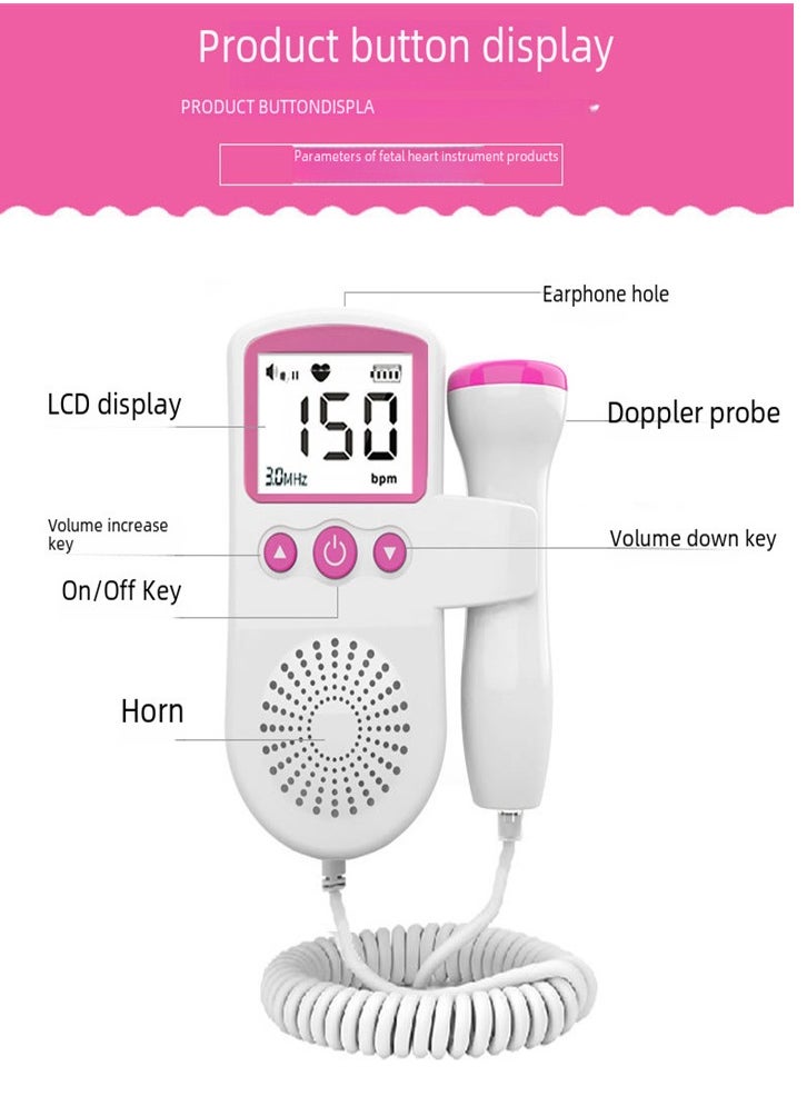 Generic Doppler Fetal Rate Monitor Baby Fetal Sound Heart Detector Lcd Display（pink ）  - Image 4