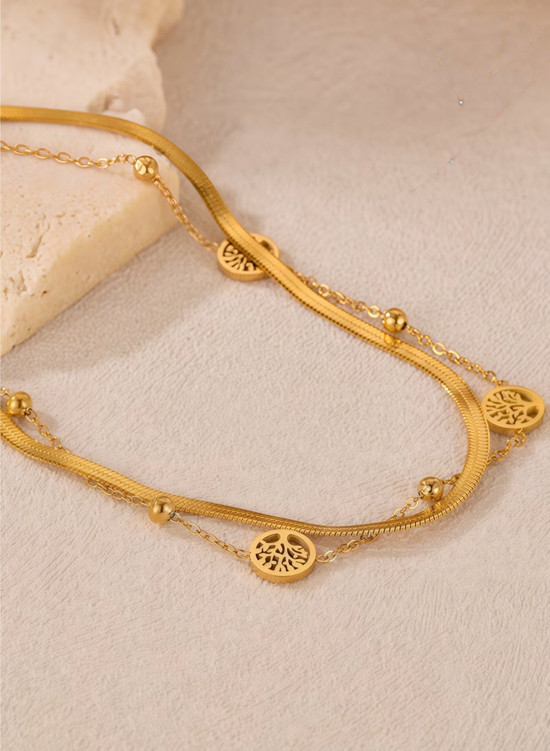 سوار شجرة الحياة للنساء - سلسلة أنيقة من الفولاذ المقاوم للصدأ مطلية بالذهب، هدية مجوهرات ملهمة لها - Image 2