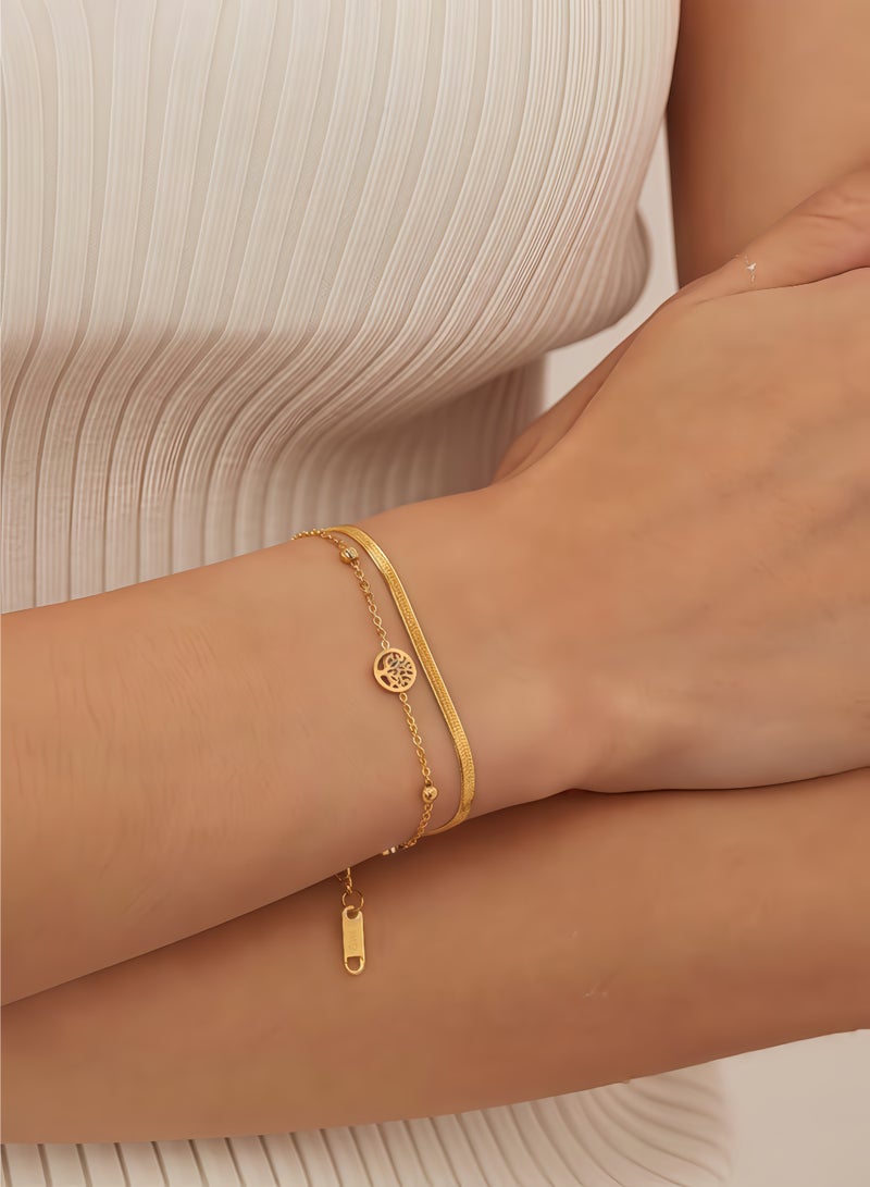 سوار شجرة الحياة للنساء - سلسلة أنيقة من الفولاذ المقاوم للصدأ مطلية بالذهب، هدية مجوهرات ملهمة لها - Image 3