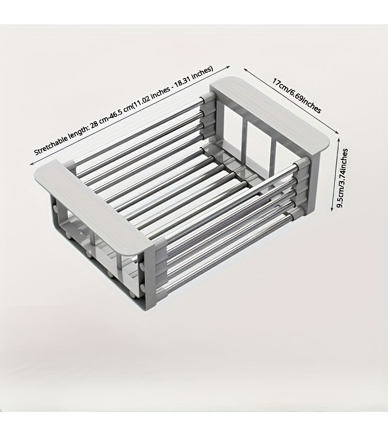 Black Expandable Stainless Steel Sink Organizer With No Drainage Design - Image 3