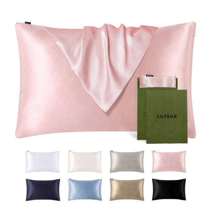 SILK PILLOWCASE FOR HAIR AND SKIN QUEEN100 MULBERRY SILK 19 MOMME BOTH SIDES SILK BED PILLOW COVER WITH HIDDEN ZIPPER 1 PC QUEEN SIZE 20X30 ROSY PINK