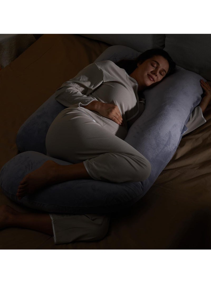 ZAPRUS U Shaped Pregnancy Pillow for Sleeping – Full Body Maternity Pillow with Removable Washable Cover – Support for Back, Belly, Hips & Legs – Soft Cotton Filling – Pregnancy Pillow For Pregnant Women & Side Sleepers - Grey color. - Image 2