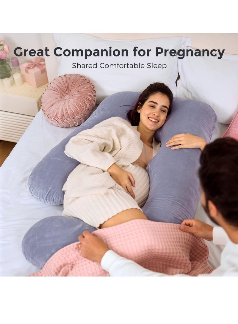 Zaprus Premium G-Shaped Maternity Pillow – High-Density Plush Fiber Filling Pregnancy Body Pillow for Back, Hips & Belly Support – Ergonomic Full Body Design with Washable Cover (Grey) - Image 3