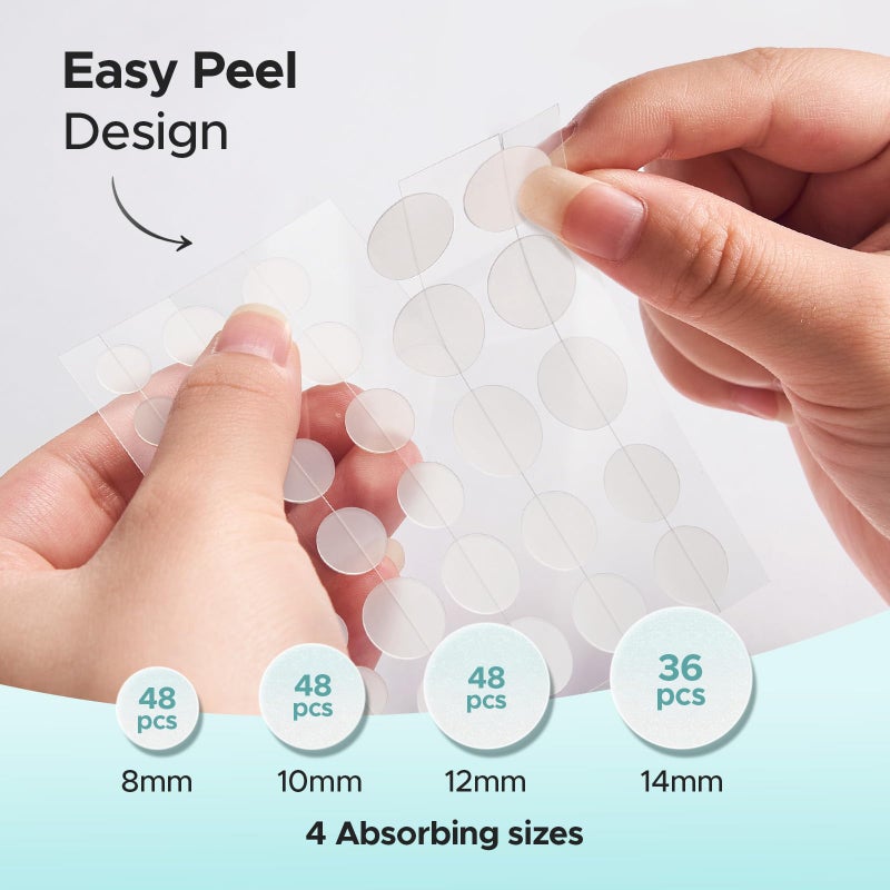 TKTK Hydrocolloid Acne Patches, Pimple Patches for Face with Tea Tree & Calendula Oil - 4 Sizes Clear Cover Stickers, Invisible for Day & Night Use (180 Count) - Image 4