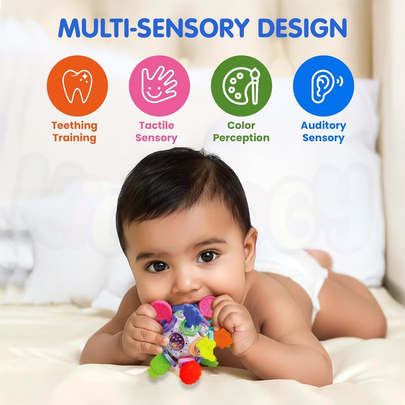 Kidology Baby Teether Silicone Ball Toy for 6-12 Months Babies, Multiple Sensory Teething Ball, Infant Rattles Developmental Toys Gifts for 1 2 Year Old Boys Girls, teether Toys for Babies, Toddlers - Image 2