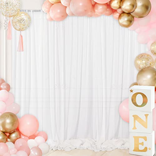 B.Cool White Backdrop Curtain Chiffon Backdrop 10ft x 10ft Sheer Backdrop for Wedding Arch Birthday Party Banquet Outdoor Decorations - Image 4