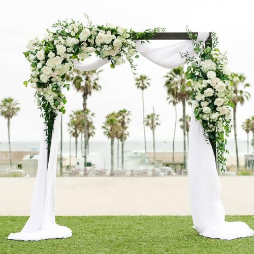 B.Cool White Backdrop Curtain Chiffon Backdrop 10ft x 10ft Sheer Backdrop for Wedding Arch Birthday Party Banquet Outdoor Decorations - Image 5