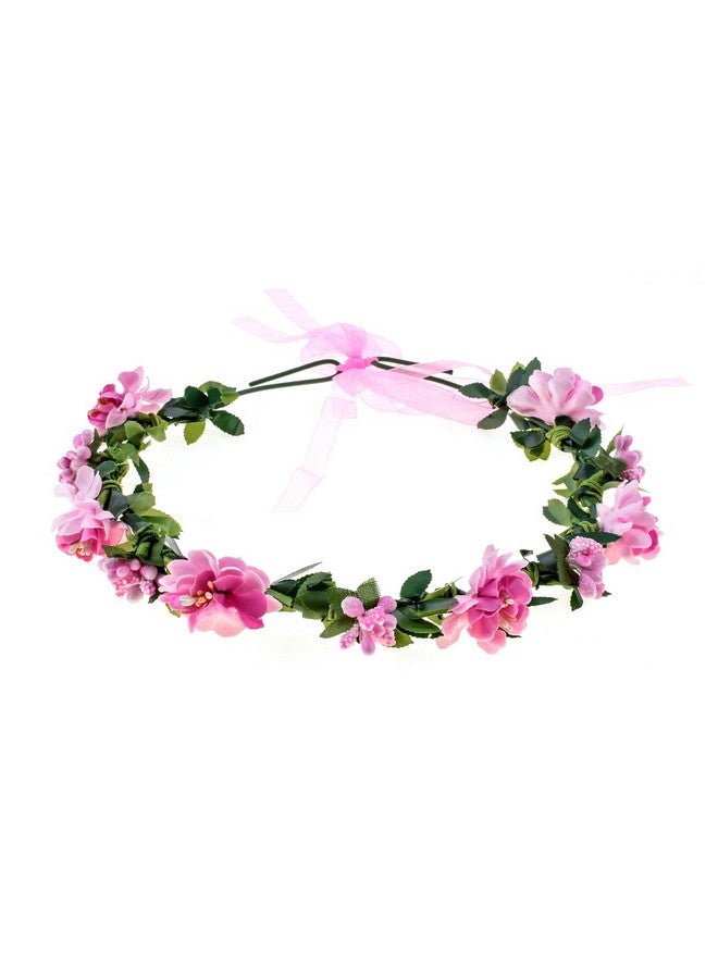 Love Sweety Ove Sweety Flower Headband Floral Crown Garland Halo For Wedding Festival (Pink) - Image 1