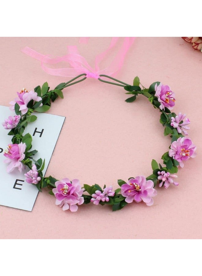 Love Sweety Ove Sweety Flower Headband Floral Crown Garland Halo For Wedding Festival (Pink) - Image 4