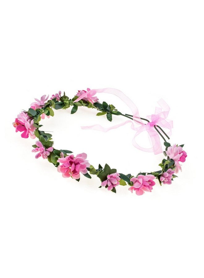 Love Sweety Ove Sweety Flower Headband Floral Crown Garland Halo For Wedding Festival (Pink) - Image 3