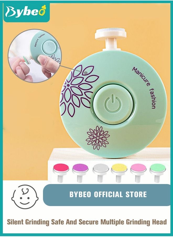 Bybeo - Baby Electric Nail Clipper Safe File with 6 Grinding Pads Trim Silent Polish Grooming Kit for Newborn Infant Toddler or Adults Fingernails Care - Image 1