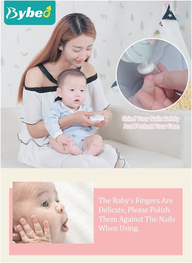 Bybeo - Baby Electric Nail Clipper Safe File with 6 Grinding Pads Trim Silent Polish Grooming Kit for Newborn Infant Toddler or Adults Fingernails Care - Image 1