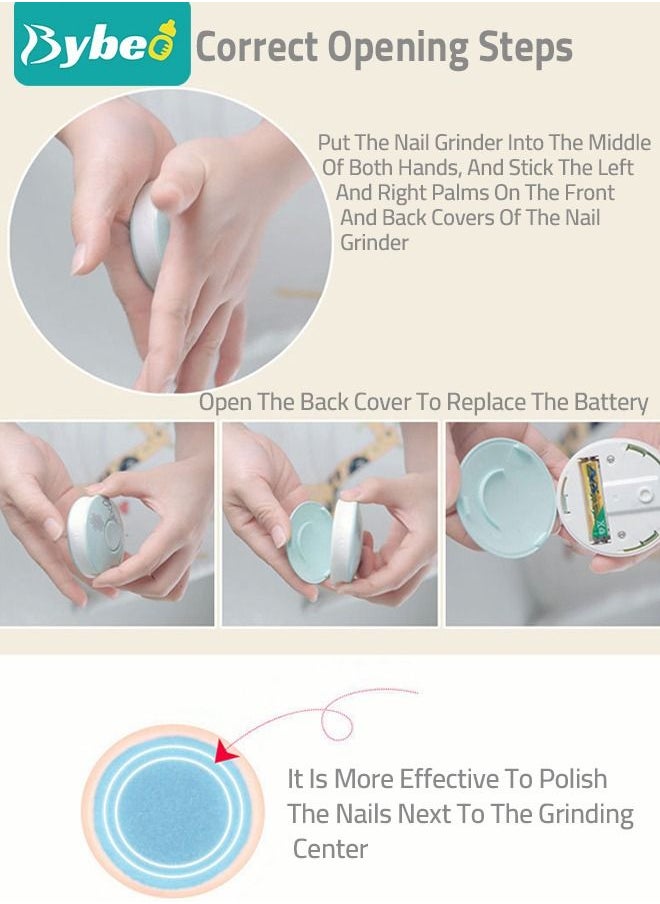 Bybeo - Baby Electric Nail Clipper Safe File with 6 Grinding Pads Trim Silent Polish Grooming Kit for Newborn Infant Toddler or Adults Fingernails Care - Image 1