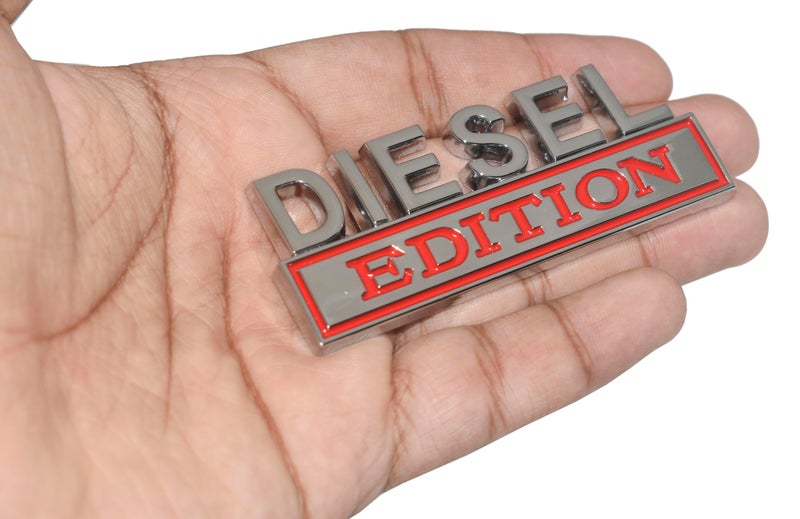 Incognito Diesel Edition Fuel Tank Emblem Sticker for Accurate Fueling (Silver Red) - Image 1