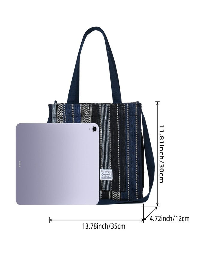 Valleycomfy 2Pcs Corduroy Tote Bag for Women Travel Crossbody Bag Purse Women Shoulder Bags Work Handbags Everyday Hobo Bag (Bohemian, Large) - Image 2