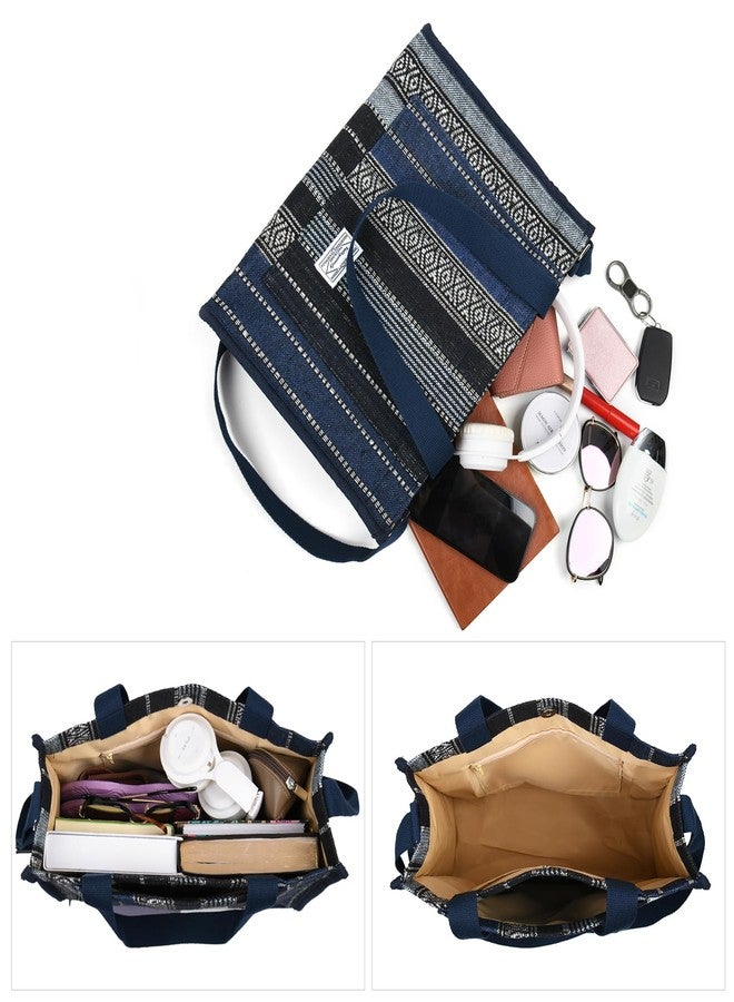 Valleycomfy 2Pcs Corduroy Tote Bag for Women Travel Crossbody Bag Purse Women Shoulder Bags Work Handbags Everyday Hobo Bag (Bohemian, Large) - Image 3