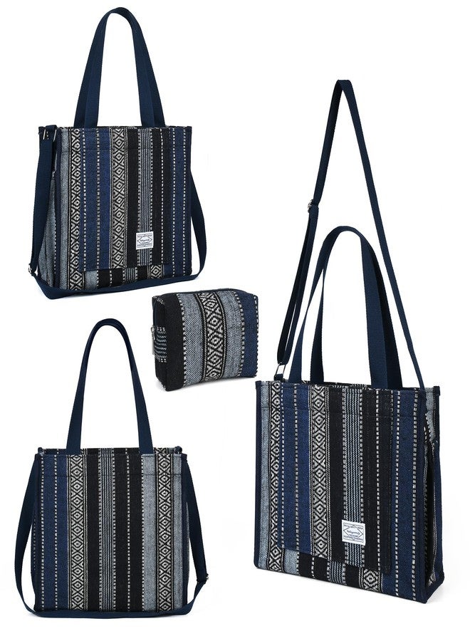 Valleycomfy 2Pcs Corduroy Tote Bag for Women Travel Crossbody Bag Purse Women Shoulder Bags Work Handbags Everyday Hobo Bag (Bohemian, Large) - Image 4