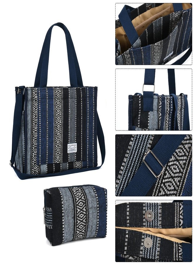 Valleycomfy 2Pcs Corduroy Tote Bag for Women Travel Crossbody Bag Purse Women Shoulder Bags Work Handbags Everyday Hobo Bag (Bohemian, Large) - Image 5