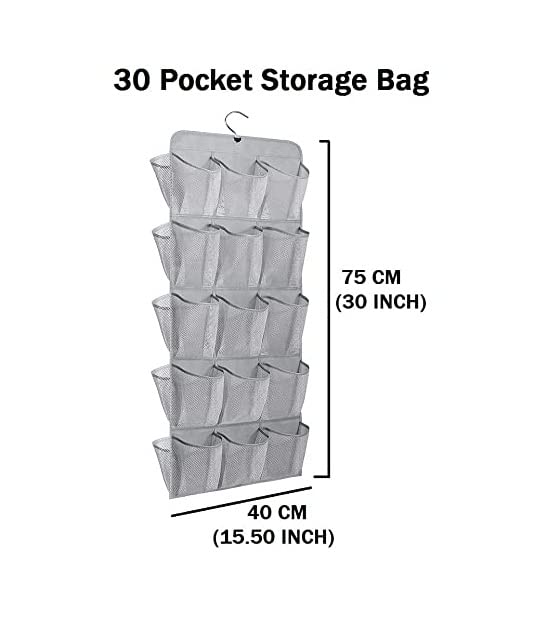 VALAMJI VALAMJI Multifunction Double Sided Space Shaving Hanging 30 Pocket Socks Underwear Bra Innerwear Closet Wardrobe Storage Hanger Organizer 1 PCS Grey - Image 4