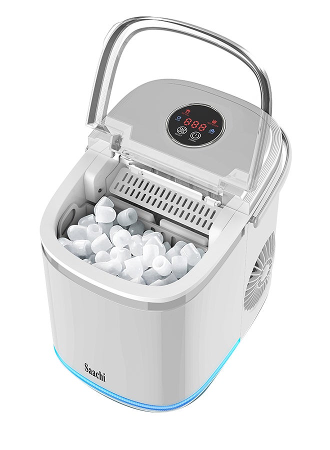 Saachi Electric Ice Maker, 2.2 Liters Water Tank Capacity, Dispenses 9pcs Bullet-shaped Ice every 6 minutes, 15 Kgs Ice in 24 Hours, Removable Ice Basket 2.2 L 130 W NL-IM-453-WH White - Image 1