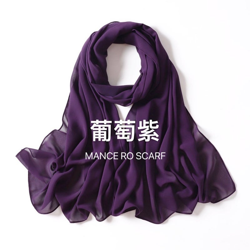 121-Shade Pure Pearl Chiffon Scarf 108# Grape Purple 108# Grape Purple