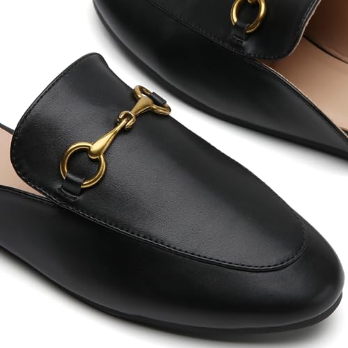 Minorsu Buckle Mules for Women Round Toe Backless Flat Mules Slides Mules Shoes Ladies Slip-on Loafers - Image 2