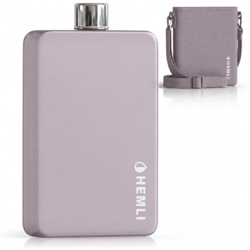 Flat Water Bottle with Carrying Case Thin Square Travel Water Bottle Fits in Purses and Bags Shatterproof BPA-Free Tritan Plastic Leakproof Silicone Seal - Image 1