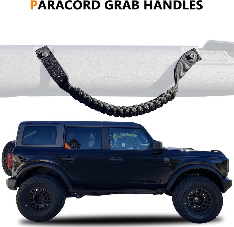 RERPRO Roll Bar Grab Handles for 2021-2022 Ford Bronco - 2 Pack Black Paracord Grip Handle - Image 4