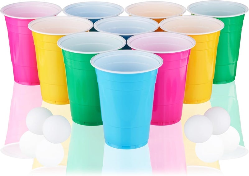 True Neon Kit, Beer Multicolor Set of 24 Cups and 4 Ping Pong Balls, Set of 1, Assorted - Image 5