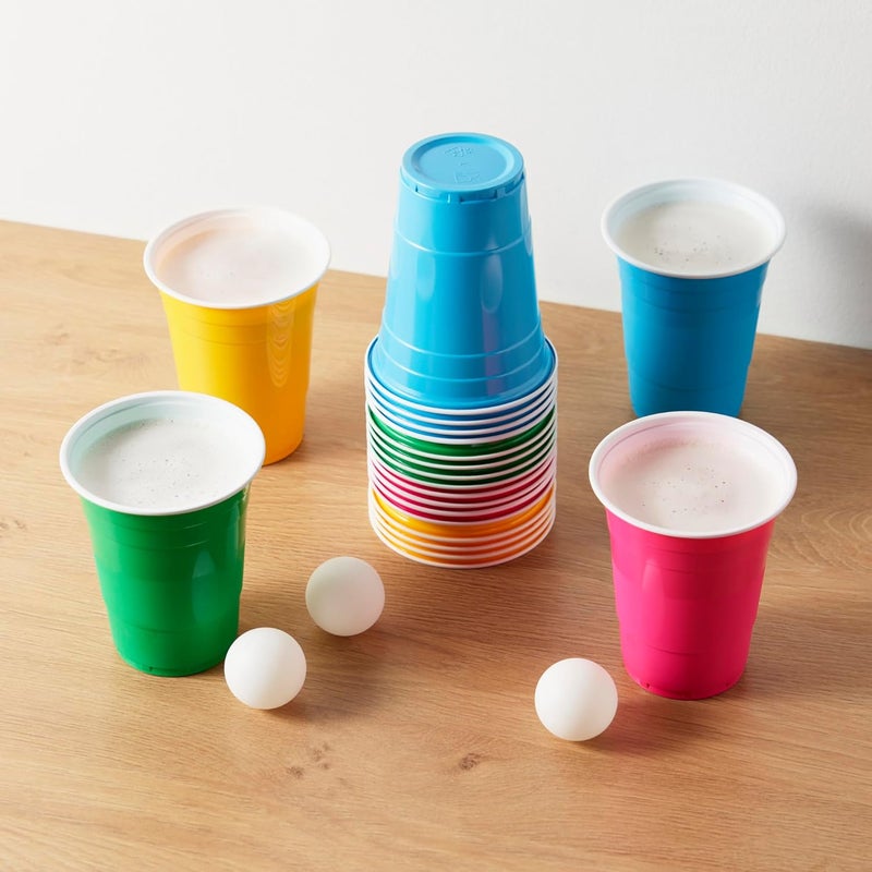 True Neon Kit, Beer Multicolor Set of 24 Cups and 4 Ping Pong Balls, Set of 1, Assorted - Image 2
