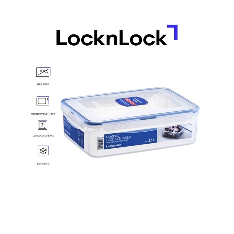 LocknLock Rectangular Food Storage Container 2.1L , Airtight Leakproof Lid, BPA-Free, Microwave, Freezer & Dishwasher Safe, Space-Saving Container for Meal Prep & Leftovers - Image 1