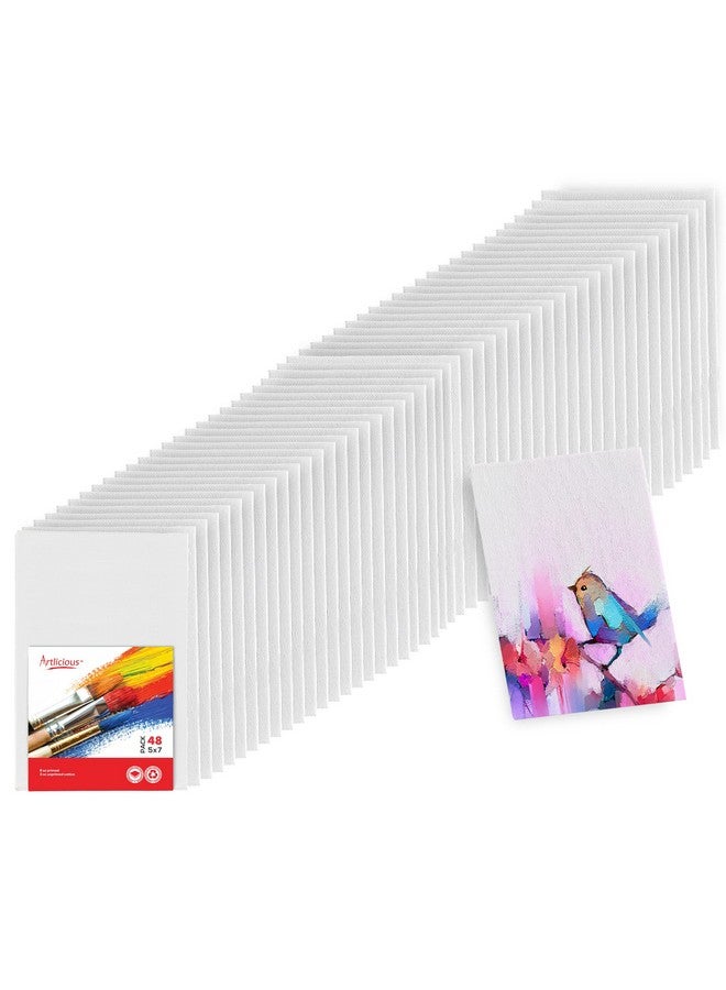 Artlicious Canvases For Painting Pack Of 48 5 X 7 Inch Blank White Canvas Boards 100% Cotton Art Panels For Oil Acrylic & Watercolor Paint - Image 1