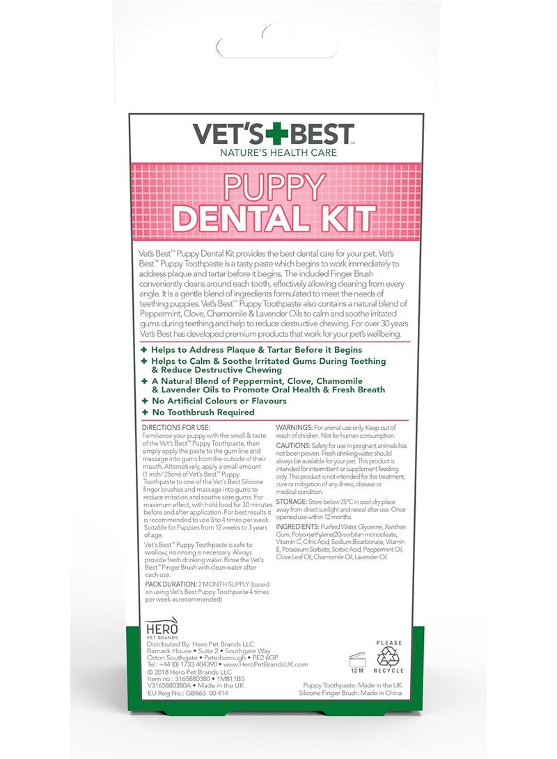 Vet's Best Vets Best Puppy Dental kit with Puppy Toothpaste and Silicon Finger Brush - Image 2