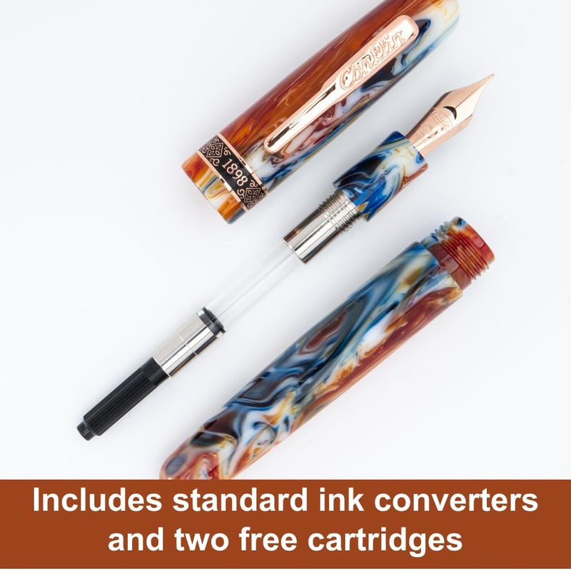 Conklin 1898 Fountain Pen, Misto Orange - Flex Nib | Luxury Writing Instrument with Unique Resin Blend | JoWo Stainless Steel Nib Made in Germany | Ideal for Pen Enthusiasts - Image 4