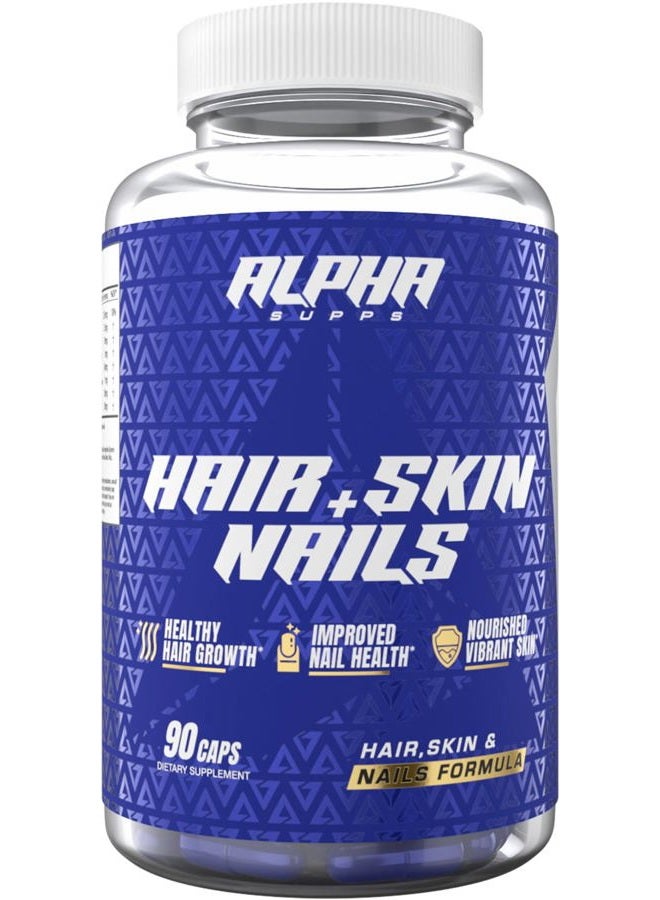 ALPHA SUPPS Hair, Skin, and Nails Supplement for Women - Vibrant HSN Health and Strength with Biotin, Collagen, and Vitamins to Support Hair Growth, Thickness, and Skin Radiance - 90 Capsules - Image 1