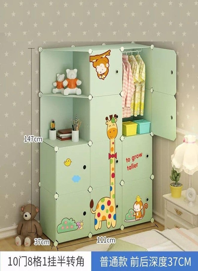 KEEKOS Kids Plastic Collapsible Wardrobe Organizer for Storage | Cute Cartoon Design | Heavy Duty Cloth Organizer for Storage | Easy to Assemble | Perfect for Kids Room & Home (Green-P4) - Image 2