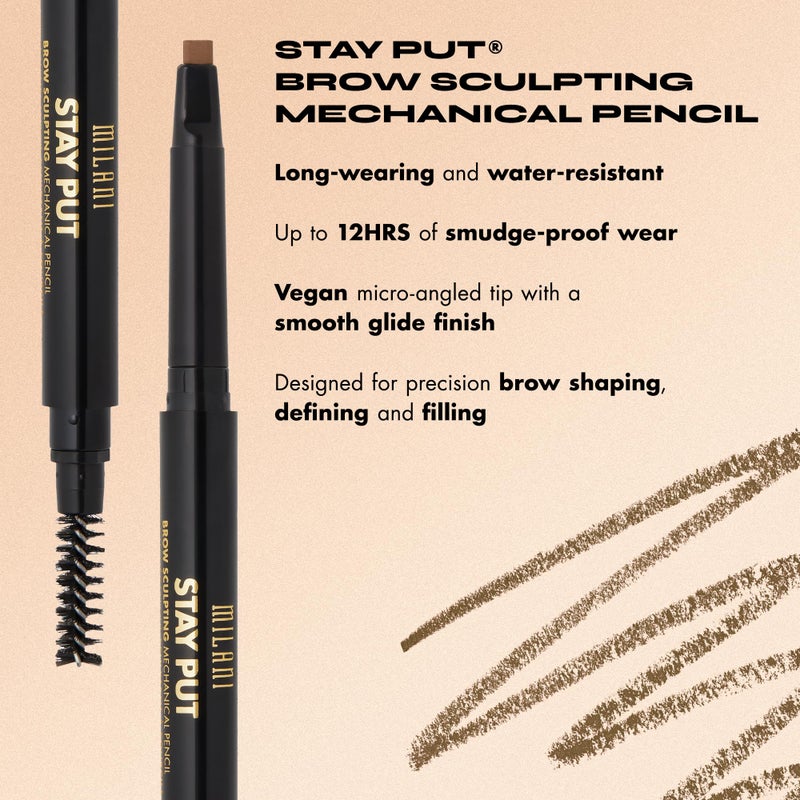 Milani Stay Put Brow Sculpting Mechanical Pencil - Medium Brown (0.01 Ounce) Cruelty-Free Long-Lasting Eyebrow Pencil that Defines and Shapes Brows - Image 3