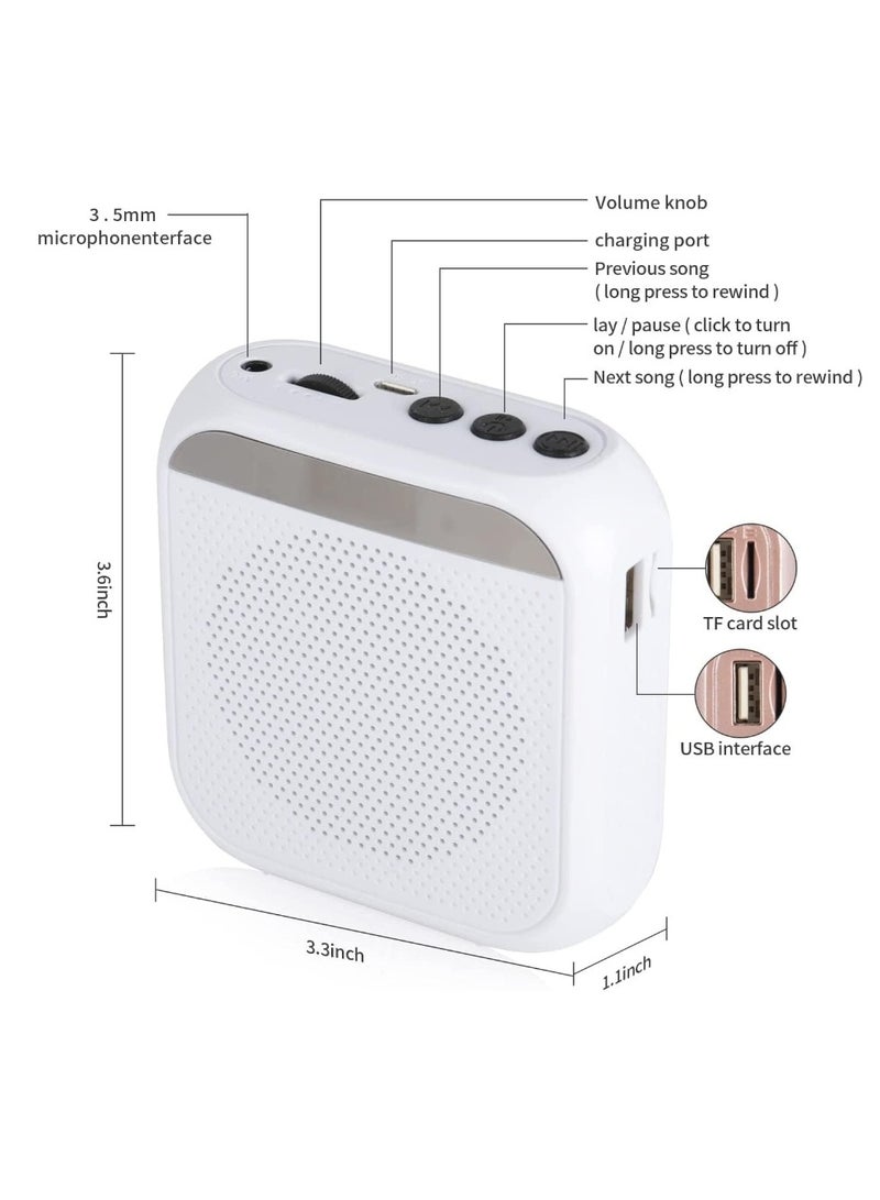 Beauenty Voice Amplifier with Wired Microphone Headset, Portable Rechargeable PA System Speaker Personal Microphone Speech Amplifier, Loudspeaker for Teachers, Tour Guides/Coaches Metting/Yoga/Fitness (White) - Image 4