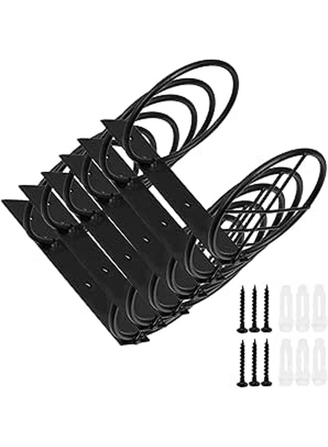 Wall Mounted Single Bottle Wine Rack Set Of 6 Black Metal Display Storage For Home Bar Kitchen - Image 1