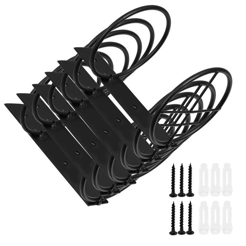 Wall Mounted Single Bottle Wine Rack Set Of 6 Black Metal Display Storage For Home Bar Kitchen - Image 2