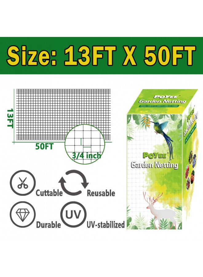 POYEE POYEE Garden Bird Netting - 13 x 50 FT Heavy Duty Garden Net Provide Better Protection for Vegetables and Fruit Trees - Against Birds, Deer and Other Pests  - Image 1