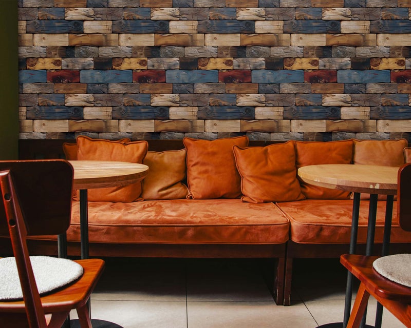 FLFK Faux Wood Bricks Wallpaper,Peel and Stick Wood Grain Wall Mural for Living Room, Bedroom, Kitchen, Office, Apartment Decor 16"x64" - Image 3
