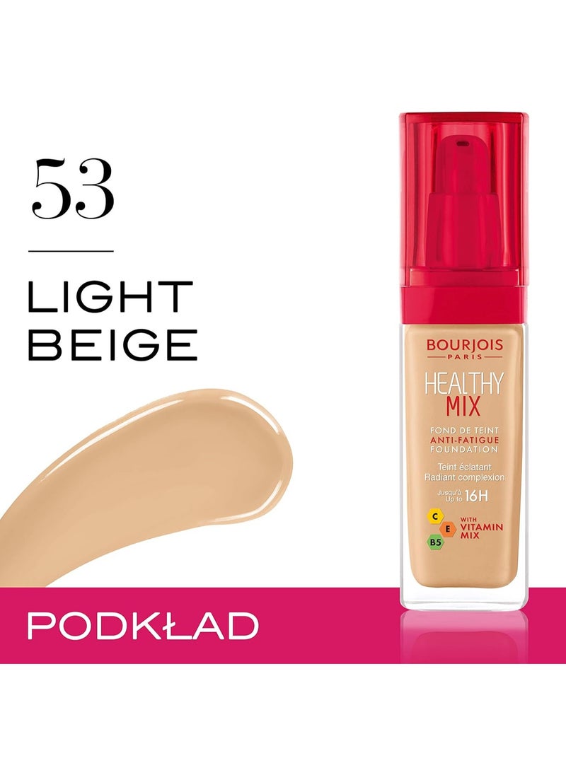 BOURJOIS PARIS - Bourjois healthy mix anti fatigue foundation - 30 ml, 53 light beige - Image 1
