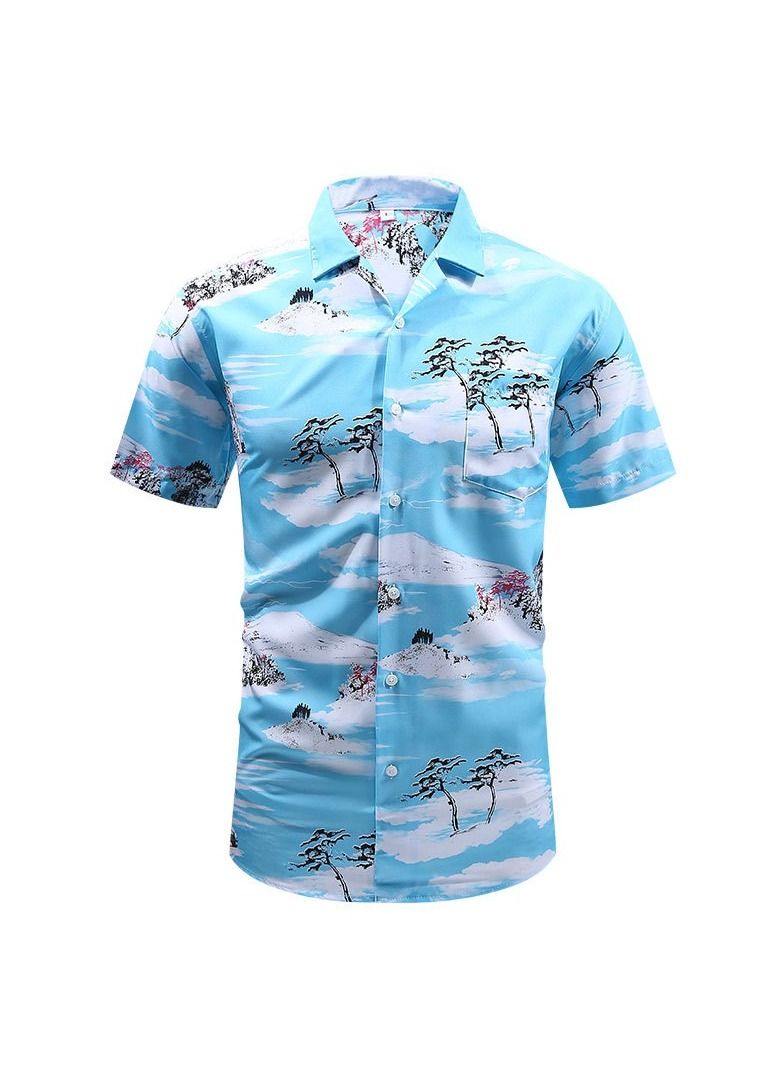 Loquat Summer Retro Printed Men's Short Sleeved Shirt  - Image 1